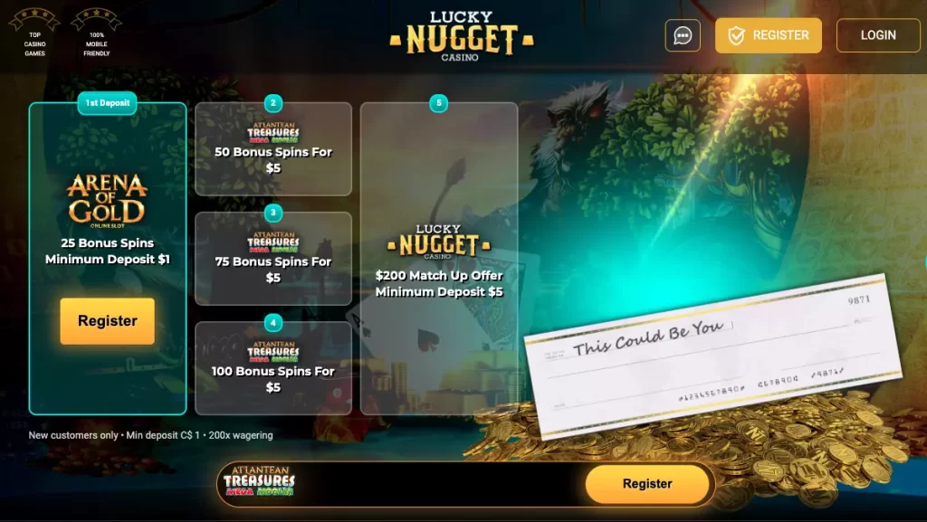 Lucky Nugget $1 Deposit Bonus CA
