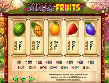 Ninja Fruits game symbols