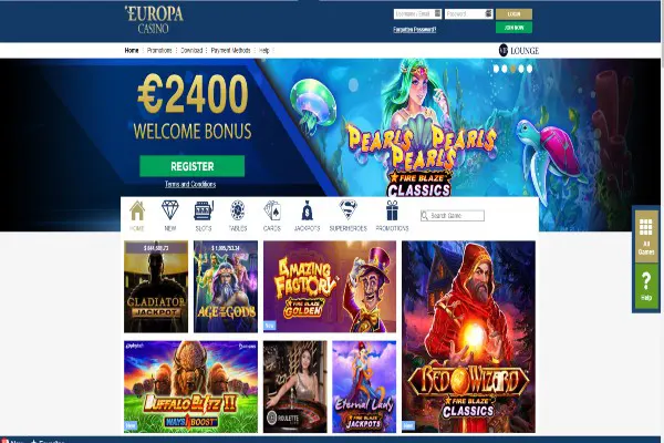 Europa casino bonus homepage
