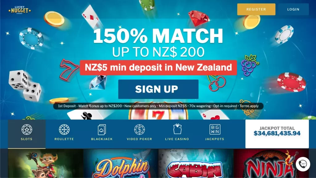 Lucky Nugget NZ$5 Minimum Deposit Bonus