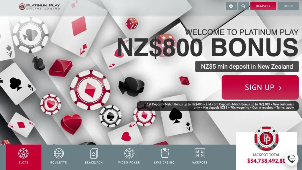 Platinum Casino NZ$5 Minimum Deposit Bonus