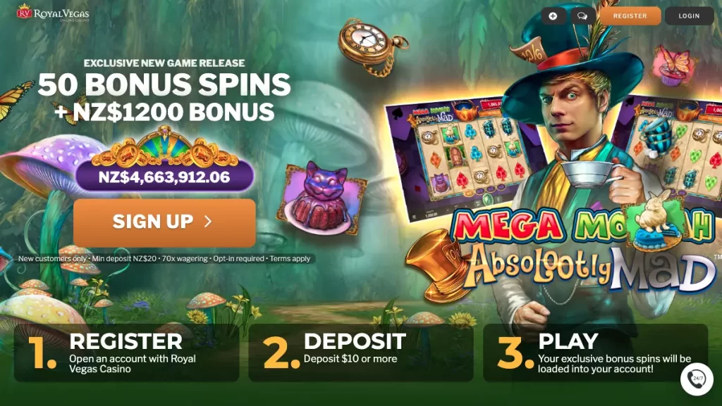 Royal Vegas 50 Free Spins + NZ$1200
