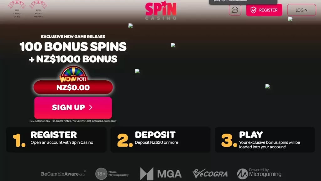 Spin Casino 100 bonus spins to use on Wow Pot
