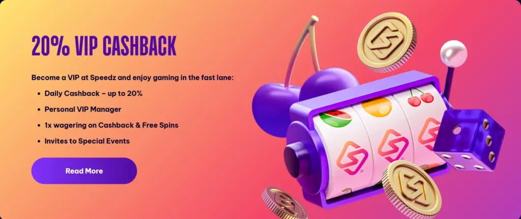 speedz casino vip cash back banner 